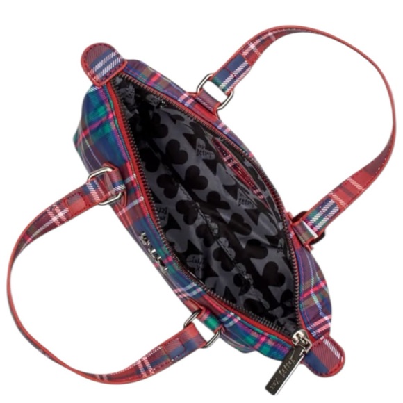 Betsey Johnson Red and Blue Plaid Nylon Crossbody NWT - Picture 3 of 7